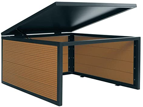 Mendler Mähroboter-Garage mit Deckel HWC-L45 WPC 40x60x70cm - Eiche-Optik | Dach, Unterstand, für Rasenmäher, Metall