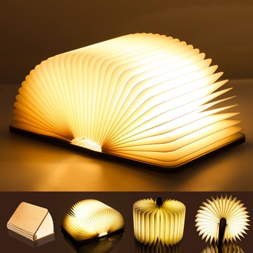 Luthando LED Buchlampe, Buch Licht Faltbare Buchlampe 12x9 cm | LED Stimmungsbeleuchtung USB Aufladbare Nachttischlampe für Kinder Freundin Geschenk Home Decor
