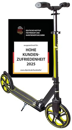 muuwmi Aluminium Scooter Pro – Tretroller, 215 mm, ABEC 7, für Kinder und Erwachsene, GS-geprüft, höhenverstellbar, Lime