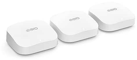 Amazon eero Pro 6E Mesh-WLAN-Router | 2,5-Gbit/s-Ethernet | Bis zu 560 m² Abdeckung | Für Verbindungen mit über 100 Geräten | Ideal für Streaming, Arbeit und Gaming | Dreierpack | 2022