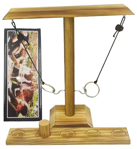Ring Toss Game, Ring Toss Hook und Ring für Kinder Erwachsene, Handgefertigte Holzschleifen Ringwurf-Spiel, Interaktives Haken Ring Wurfspiel für die Heimparty Freund Indoor/Outdoor Game