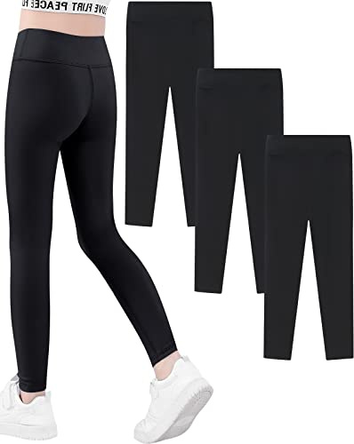 Domee Mädchen Sport Leggings Sporthosen Jogginghose Turnhose Gymnastik 3er-Pack