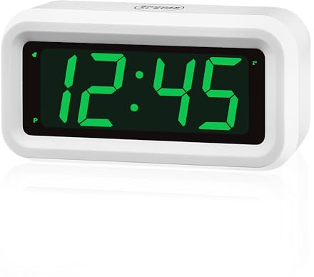 KWANWA Digitaler Wecker, LED Uhr Batteriebetrieben Tischuhr mit 3 Einstellbarer Helligkeit/Snooze/Ohne Ticken/12/24Hr 1,2'' Rote Digital Display Gut Lesbares Tragbarer Reisewecker Wanduhr