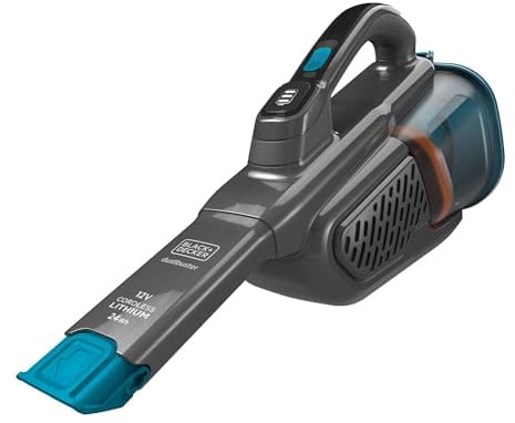 BLACK+DECKER Lithium Dustbuster BHHV320J mit Cyclonic Action - 12V, 25AW, Akku Handstaubsauger mit ausziehbarer Fugendüse & Ladekabel - Beutelloser, kabelloser Staubsauger - Titanium/Blau
