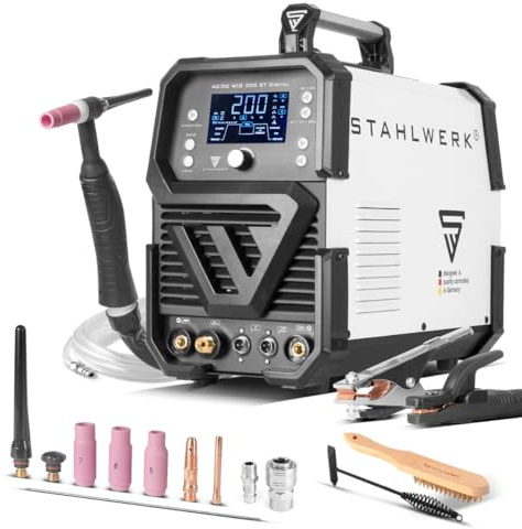 STAHLWERK Schweißgerät 2-in-1 Kombi AC/DC WIG 200 ST Digital - WIG und MMA/E-Hand 200 A, HF-Zündung, Spot-Funktion, Clean-Modus, IGBT, Digital-Display & Remote-Anschluss