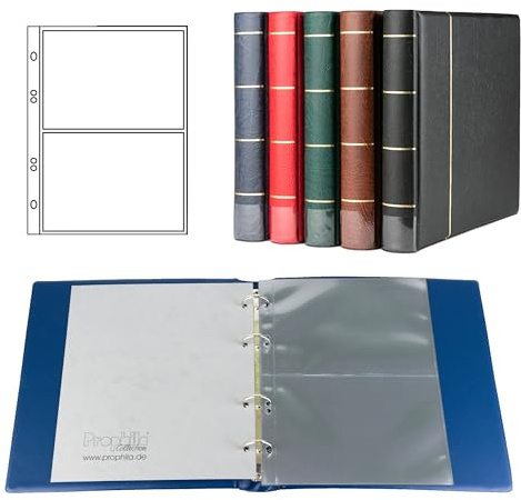 Prophila Collection Postkarten-Album (blau) mit 20 Hüllen für 40 Postkarten