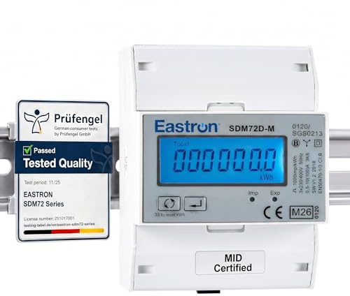 3-Phasen Zweirichtungs-Drehstromzähler [SDM72DM-V2] mit RS485 Modbus, S0-Impulsausgang und LCD-Display für präzises Import - Export - Leistungsmonitoring