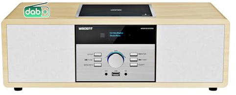 DAB Radio mit CD Player, Vintage-HiFi-Musiksystem aus Holz mit Bluetooth, DAB+, UKW-Radio, AUX- und USB-Eingang, Fernbedienung, Kompaktradio und Stereoanlage