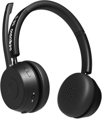 Gequdio GB-2 Schnurloses Bluetooth Headset mit Mikrofon, Schwarz, Noise Cancelling, Multipoint