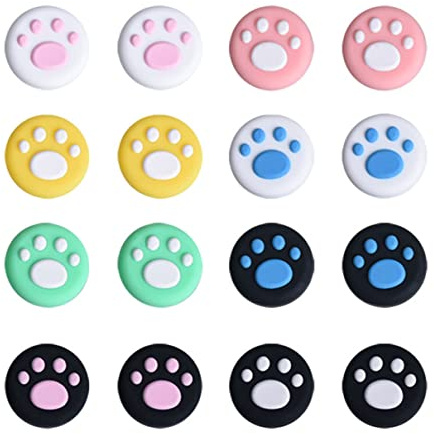 BOBOZHONG Switch Daumengriffkappen,16PCS Joystick Abdeckungen Silikon Analog Stick Abdeckungen Cartoon Taste Kappe Joystick Kappen Ersatz Joycon Daumengriff Abdeckungen