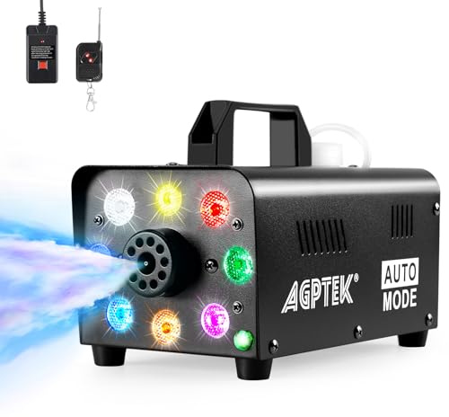 Nebelmaschine, AGPtEK Nebel Maschine mit kabelloser Fernbedienung UND LED Licht, Stabil & Tragbar, Passend für Halloween, Weihnachten, Hochzeitsfeiern & Bühnenauftritte usw