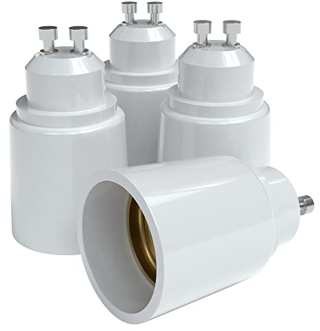 EAZY CASE 4X Lampensockel Adapter - Konverter für GU10 Fassung auf E27 Lampenadapter für LED-/Halogen- und Energiesparlampen Sockeladapter, Weiß