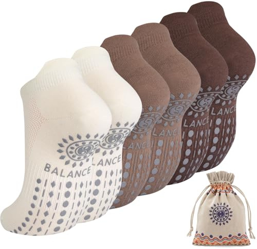 ILovDaisy Pilates Yoga Socken Damen 39-42, Stoppersocken Rutschfeste Socken | Anti-Rutsch Sneaker Socken Yogasocken, Antirutschsocken mit Noppen für Trampolin Gymnastik Fitness Krankenhaus Zuhause 3Paar