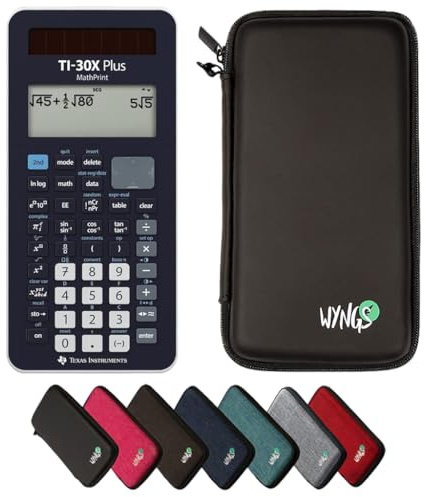TI-30X Plus MathPrint Taschenrechner inklusive Schutztasche von WYNGS in Schwarz - Basic Set