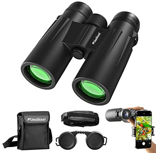 Usogood Fernglas 10x42 HD mit BAK4 HD Prisma + FMC Objektiv, 3 Jahre Garantie, Ferngläser mit Telefonadapter für Fotografie, Fernglas Erwachsene für Vogelbeobachtung, Jagd, Wandern, Safari