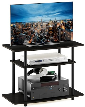 Furinno TV-Schrank mit 3 Ebenen, Espresso/Schwarz, 40.13 x 40.13 x 59.18 cm