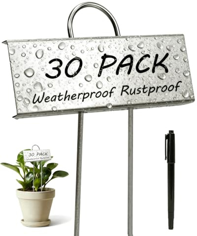 Bamworld Pflanzenschilder Metall 30 Stück mit Stift – Schilder zum Beschriften, Pflanzenschilder wetterfest für Kräutergarten, Hochbeet Zubehör, Wiederverwendbare Pflanzenstecker für drinnen & draußen
