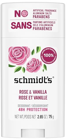 Schmidt's natürlicher Deo Stick Rose & Vanille Deodorant ohne Aluminium vegane Naturkosmetik für langanhaltende Frische 75 g 1 Stück