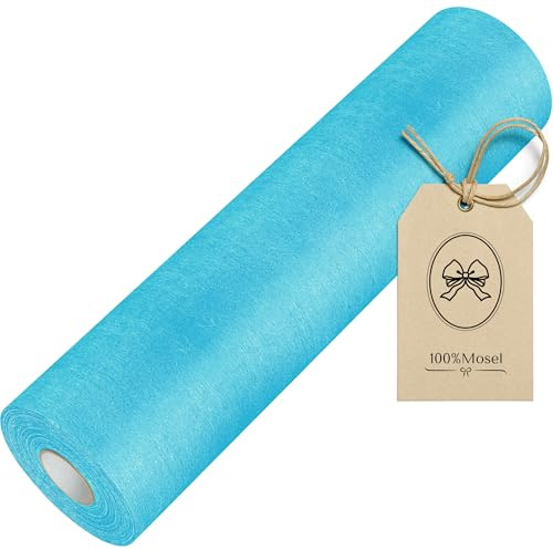 100%Mosel Vlies Tischläufer, in Aqua-Blau (30 cm x 25 m), dekoratives Tischband, edle Tischdeko für Geburtstage & Hochzeiten, Bunte Dekoration zu besonderen Anlässen