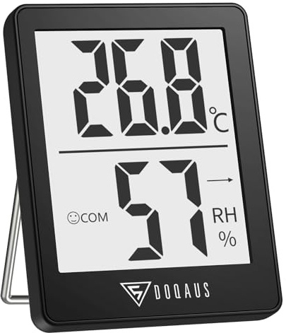 DOQAUS Raumthermometer Innen, Digitales Mini Thermo-Hygrometer Hohe Genauigkeit Temperatur und Luftfeuchtigkeitsmessgerät mit Smiley-Indikator, für Innenraum, Babyraum Luftfeuchtigkeit Messen