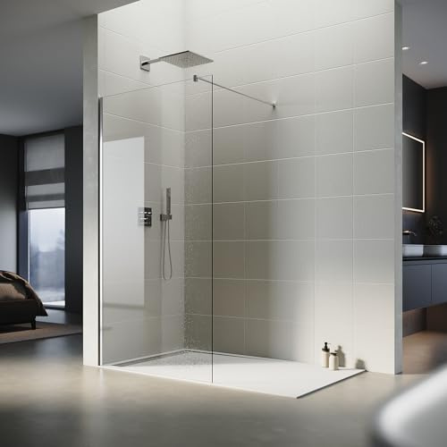 SONNI Duschwand Glas 90 x 200 cm Walk In Dusche 8 mm NANO Glas Duschtrennwand Badewanne Duschwand