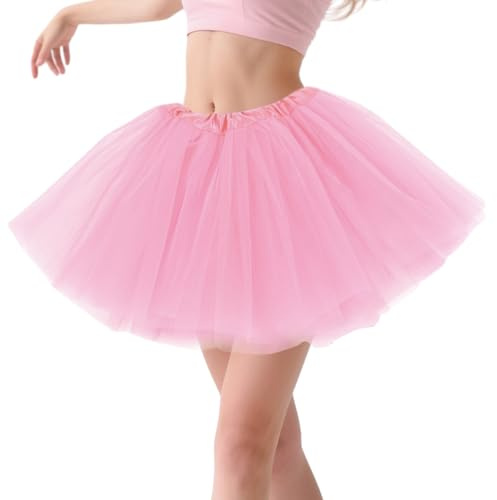Tüllrock Damen Tutu Klassisch Elastisch 4 Lagig Tüllrock 80er Rock Dirndl Tütü Damen Kurz Teen Dance Dress Up Party Cosplay Zubehör Vintage Ballett Tanzkleidung Ballett Helloween Festliche Karneval