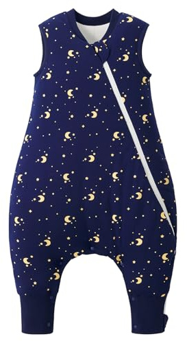 Duomiaomiao Baby Schlafsack mit Füßen 2.5 tog, winterschlafsack 100% Baumwolle Baby, Mädchen mit Schlafsack, Cartoon-Laub (der Mond die Sterne/75CM)