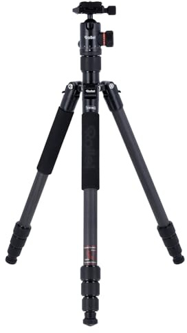 Rollei C6i Kamerastativ Carbon Schwarz, 172cm Stativ Kamera Kompakt mit Kugelkopf Leichtes Foto Reisestativ für DSLR 4-in-1 Fotostativ mit Monoppod Funktion Arca Swiss Stativ für Kamera & Smartphone