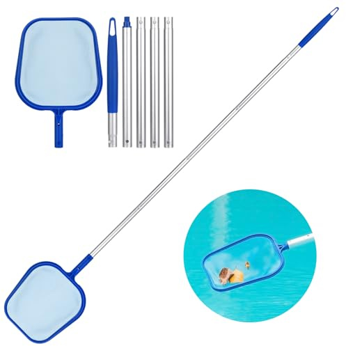 SENTAIMAO Pool kescher，120 cm lang-Teichkescher mit Teleskopstange，kescher Pool Für Teich, Algen & Bestway Pool,Algenkescher Nylon-Netz