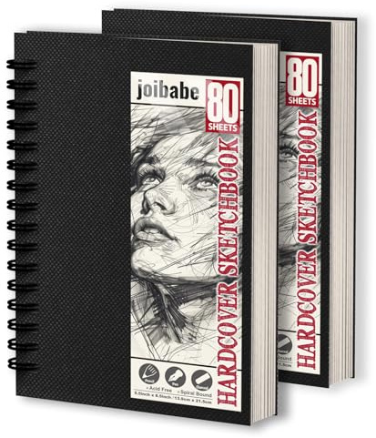 2 Stück A5 Skizzenbuch,100 g/m² Zeichenblöcke mit Spiralbindung-160 Blatt /320 Seiten-Skizzenbücher mit festem Einband-Professionnelle Zeichenbuch für Kinder & Erwachsene, Ideal für Skizzen