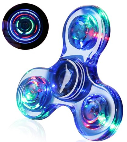 SCIONE Fidget Spinner,Leuchtende Fidget Toys für Kinder LED Kristall Fidget Finger Toy Hand Fidget Spinner Spielzeug (Blau)