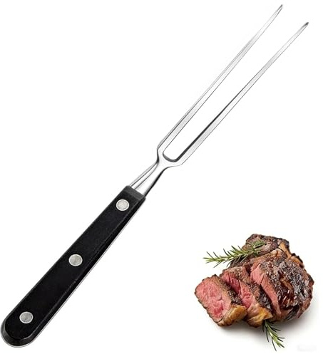 Fleischgabel mit Griff - 29cm Edelstahl Fleischgabel, Grillgabel Servier Grillgabel mit Kunststoffgriff für Grill KüChe Truthahn Braten Abendessen (Schwarz)
