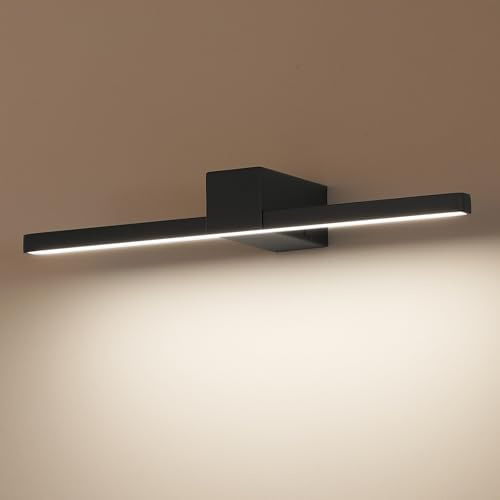 ECOBRT LED Spiegelleuchte Badezimmer 40cm, Badbeleuchtung IP20, 12W 960 Lumen, Badleuchte Aluminium, Neutrales Licht 4000K, Schwarz (Schwarz, 40cm)