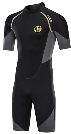 ZCCO, Herren-Neoprenanzüge 1,5/3 mm Premium Neopren, Rückenreißverschluss, kurzärmeliger Taucheranzug für Spearfishing, Schnorcheln, Surfen, Kanufahren, Taucheranzüge (1.5mm, XL)