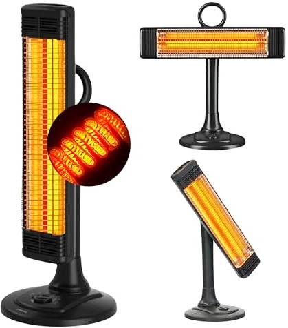 Climative Infrarot Heizstrahler Terrasse FIX 1000W – Infrarotheizung Standgerät mit vertikaler & horizontaler Oszillation, 2 Heizstufen, IP24 Elektroheizung, Heizstrahler Outdoor & Garten, Schwarz