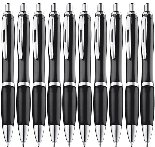 ZENSCRIBE® Ergonomischer Kugelschreiber 10 Stück, Premium Set Hochwertig, Rutschfester Kulli für Einfaches & Weiches Schreiben, Blauschreibend Schwarz