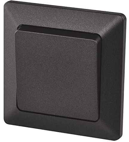 EMOS Wechselschalter schwarz/anthrazit, Lichtschalter mit einer Wippe, 250 V~/10 AX, Kunststoff, ohne Unterputzdose, Schutzklasse IP20 für Innen