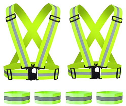 WORK IDEA 2er Pack Warnschutzweste, Reflektierende Weste Zertifikat, Verstellbare Weste für Fahrrad, Laufen, Wandern oder Outdoor