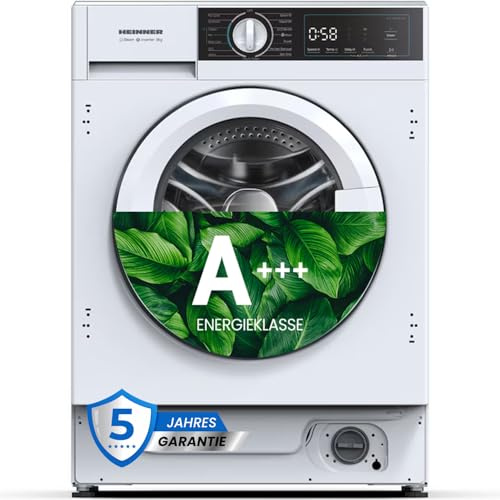 HEINNER HWM-BI914IVA+++ Einbau-Waschmaschine – 9 kg Fassungsvermögen, 1400 U/min, Inverter-Motor, LED-Display, 14 Waschprogramme, Energieeffizienzklasse A+++, Weiß, Leiser Betrieb – 5 Jahre Garantie