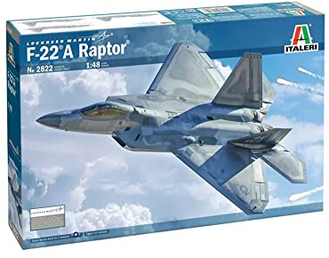 Italeri 2822 1:48 US F-22A Raptor - Modellbau, Bausatz, Standmodellbau, Basteln, Hobby, Kleben, Plastikbausatz, detailgetreu, Grau
