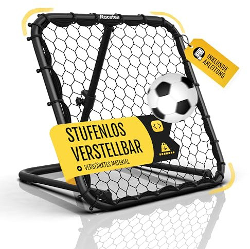 Racetex Rebounder für Fußball Kinder [STUFENLOS VERSTELLBAR] - Fußball Rebounder Kinder und Jugendliche - Prellwand Fussball für EIN besseres und abwechslungsreiches Training (Edelstahl Rebounder)