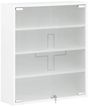 Schildmeyer Medizinschrank 701987, abschließbar, weiß matt, 71,5 x 64,2 x 19,6 cm