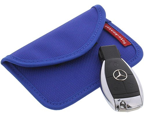 foto-kontor Strahlenschutz Tasche für Keyless Schlüssel Entry Open Go Diebstahl Schutz kein Signal L Blau