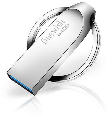 USB Stick 64GB 3.0, Mini Speicherstick 64GB USB 3.0 Pen Drive Tragbar USB-Stick 64GB mit Schlüsselanhänger für PC/Laptop/Car Audio/Smart TV. Plug-and-Play. 80MB/s Lesen (Silber)