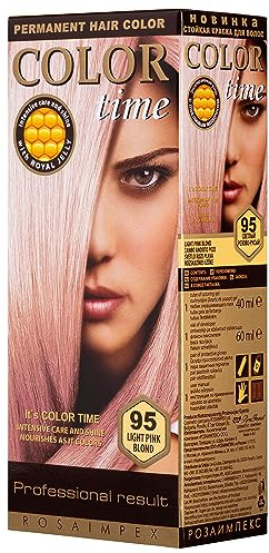 COLOR TIME | Permanente Haarfarbe 95 Hellrosablond | Angereichert mit Gelée Royale und Vitamin C | Permanente Haarfärbung | 100% Grauabdeckung | 100 ml