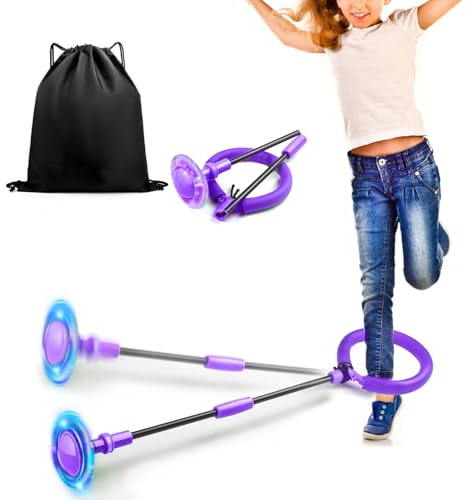Jalunth Springring Fußkreisel Swing Wheel Outdoor Draußen Garten Strand Blinkt Skip Ball Spielzeug Spiele Kinder Erwachsene Jungen Mädchen 5 6 7 8 9 10 11 12 13 Jahre Geburtstag Geschenke mit Lichtrad