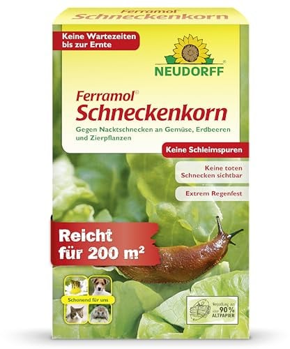 Neudorff Ferramol Schneckenkorn – Zuverlässiger und schneller Schneckenschutz - Extrem Regenfest. Keine toten Schnecken sichtbar, keine Schleimspuren. Schonende Rezeptur, 1 kg