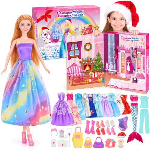 HappyGoLucky Adventskalender 2026 Kinder, Puppe, 24 Überraschungen, Rosa | Spielzeug ab 3 Jahren, Weihnachtskalender & Weihnachts Geschenk für Mädchen mit Puppe, Kleidung und Accessoires