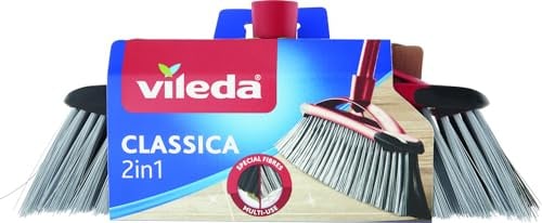 Vileda 2-in-1 Zimmer-Besen Classica - Ersatzkopf für Besen mit Stiel ideal für die Aufnahme von Staub und Haaren, Grau