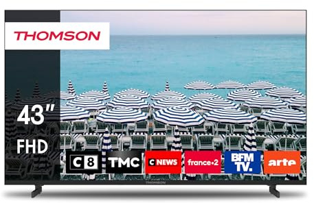 Thomson 43 Zoll (109 cm) FHD Easy TV, LED Fernseher (Ohne Smart-TV), Triple-Tuner (DVB-T/T2/C/S/S2), Dolby Audio, Hotel-Modus, Multimedia-Player, Beleuchtete Fernbedienung, 3X HDMI, 43FD2S13